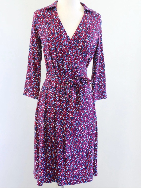Talbots Dresses & Skirts - Talbots Burgundy Floral Faux-Wrap Long Sleeve Dress size Mp